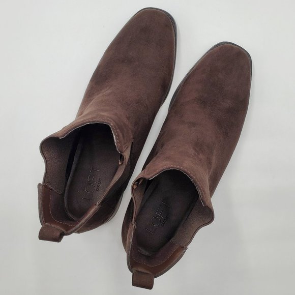 Ann Taylor LOFT Outlet Chelsea Chocolate Brown Suede-like Bootie - Picture 4 of 15